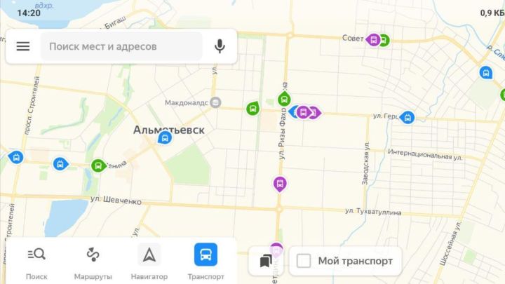 Әлмәт транспортын Яндекс. Картада күзәтергә мөмкин