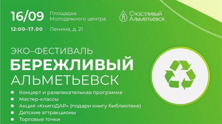 16 сентябрьдә Әлмәттә эко-фестивальнең икенче этабы узачак